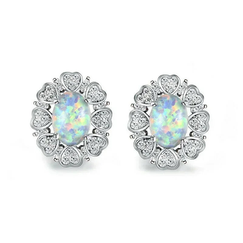 Vintage Blue White Glass Opal Stud Earrings – Nickel Free Stud Earrings Nixie