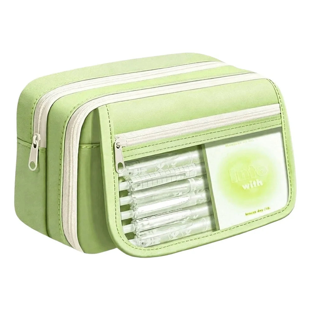 Oxford Flip-Top Pencil Case | 9-Layer Large Capacity Pouch Pencil Case Nixie Green