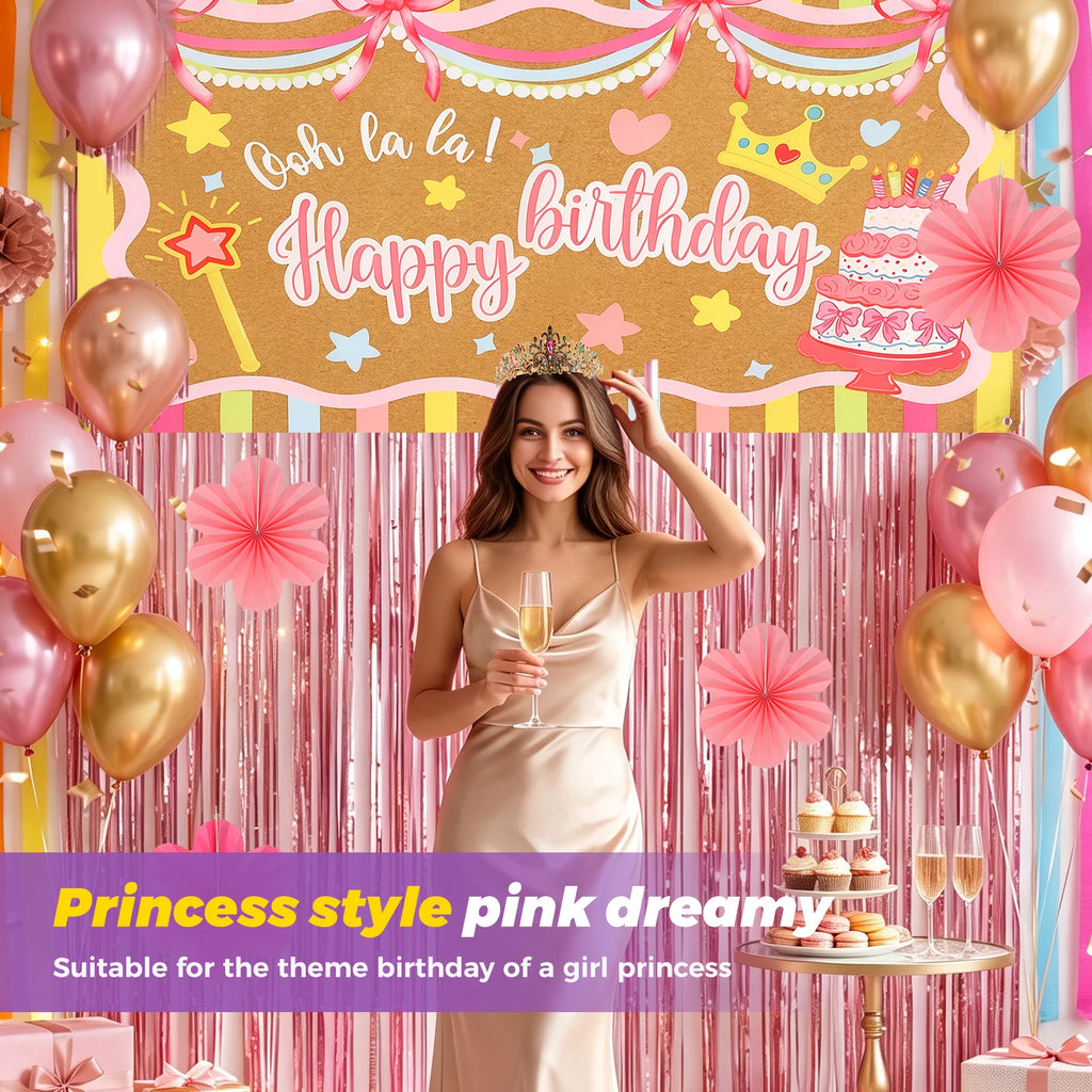 Birthday Party Decoration Kit – Backdrop, Fringe & Crown Party Decoration Kit Nixie