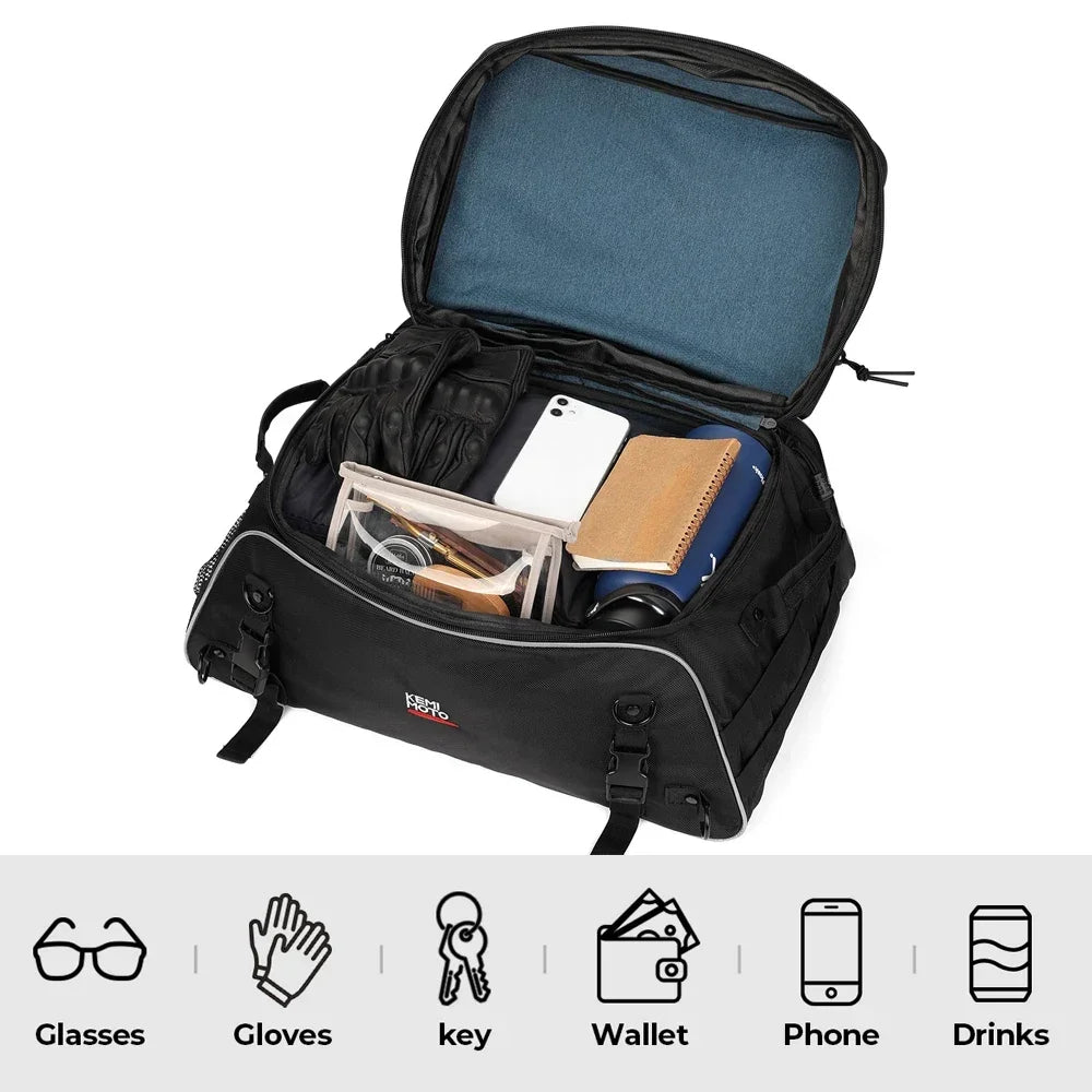 Motorcycle Tail Bag Soft Trunk Tour-Pack Rack Bag for Touring Motorcycle Trunk Bag Nixie