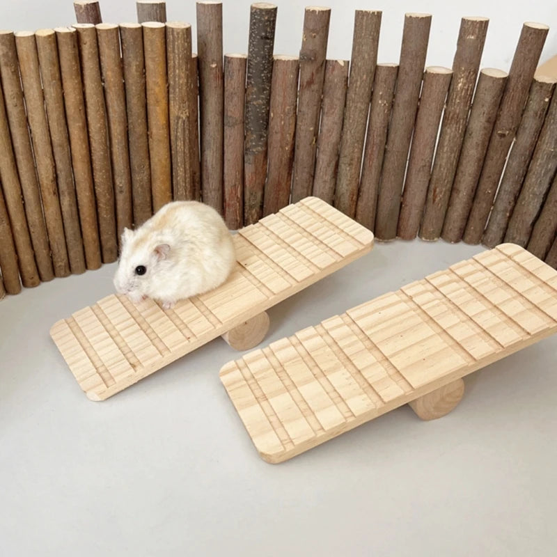 Wooden Hamster Seesaw Bridge Toy – Ladder & Hammock for Pets Small Pet Toy Nixie