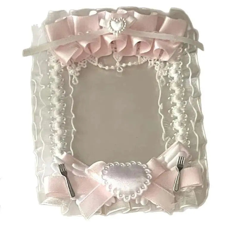 Lace Bow Heart Photocard Holder – Satin Ribbon Ita Bag Pendant Photocard Holder Pendant Nixie