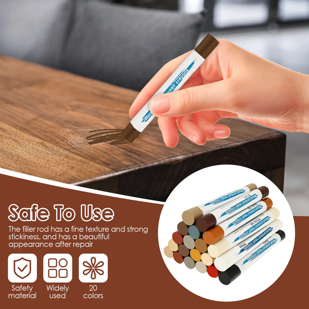 Wood Furniture Repair Pen & Filler Sticks – 18-Color Kit Furniture Repair Kit Nixie