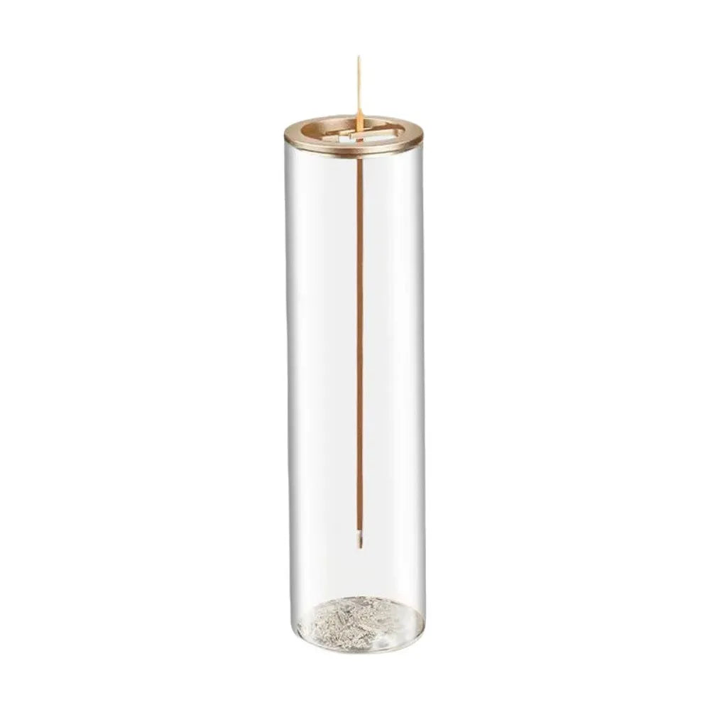 Cylindrical Glass Incense Stick Holder – Minimalist Zen Style Incense Holder Nixie Transparent