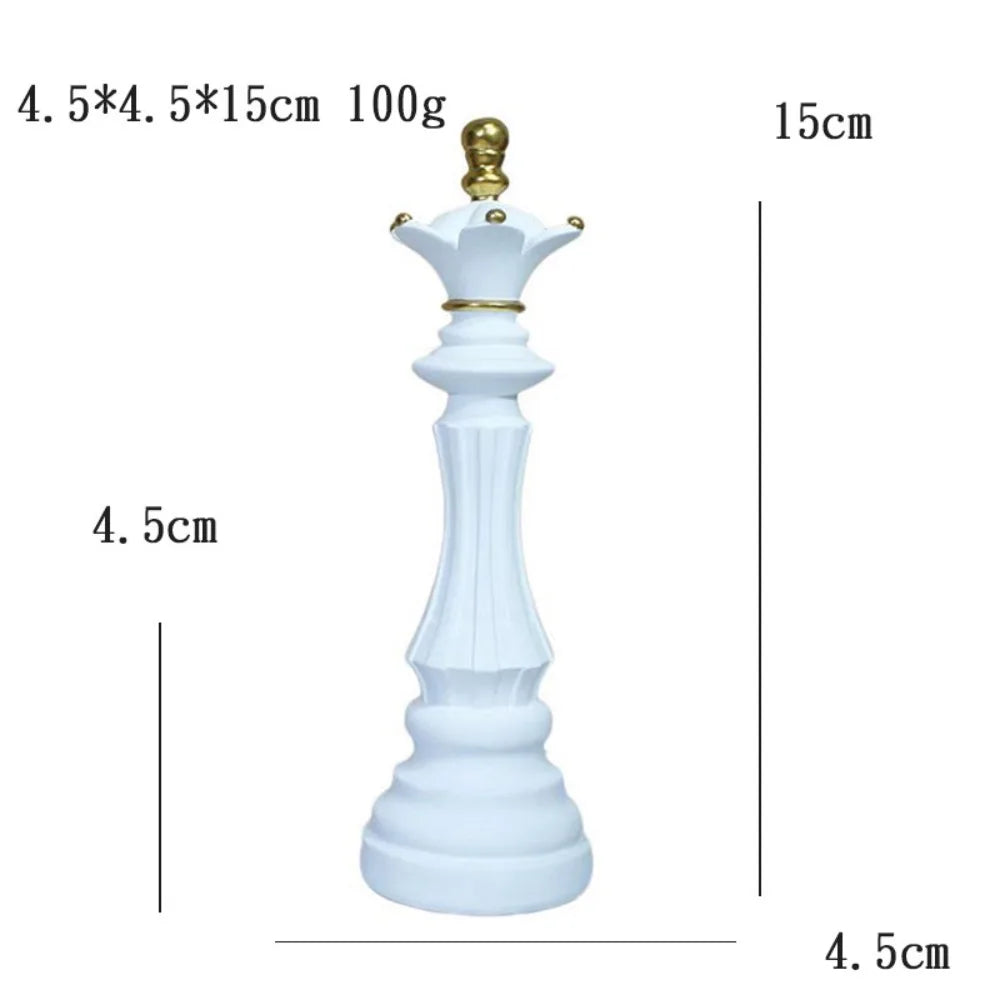 Resin Chess King Ornament Black & White Statue Home Decor Decorative Figurine Nixie White Queen