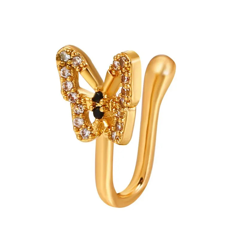 Clip-On U-Shaped Nose Stud No Piercing Zirconia | Nixie Clip-On Nose Stud Nixie StyleB