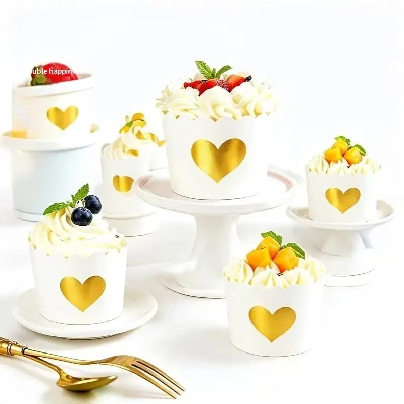 50 Pcs Gold Foil Cupcake Liners – Non-Stick Greaseproof Muffin Cups Cupcake Liners Nixie