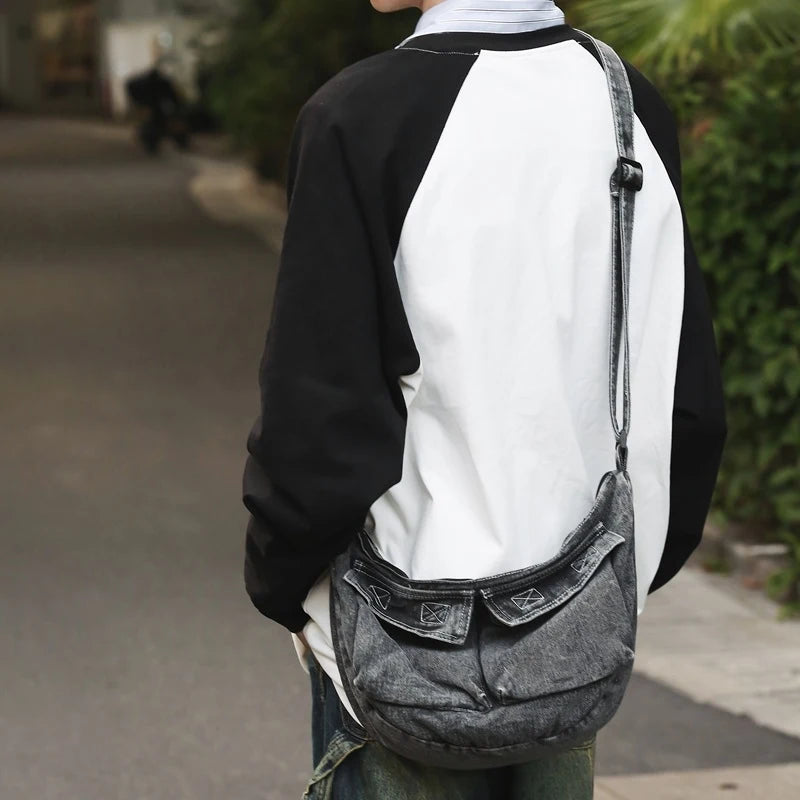 Japanese Retro Denim Crossbody Bag – Large Capacity Unisex Tote Crossbody Tote Bag Nixie