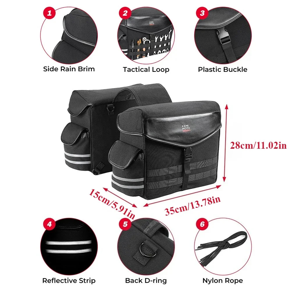 KEMITOUR 28L Throw-Over Motorcycle Saddle Bags – Universal Fit Motorcycle Saddlebags Nixie