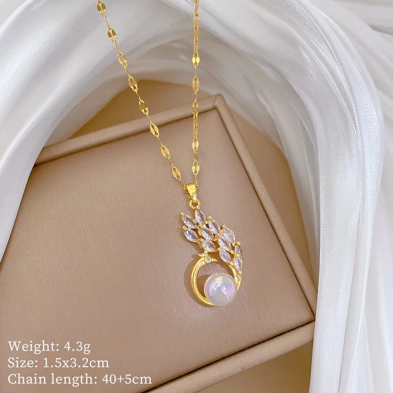 Peacock Pendant Necklace Gold Stainless Steel Choker for Women Pendant Necklace Nixie XL2606-540