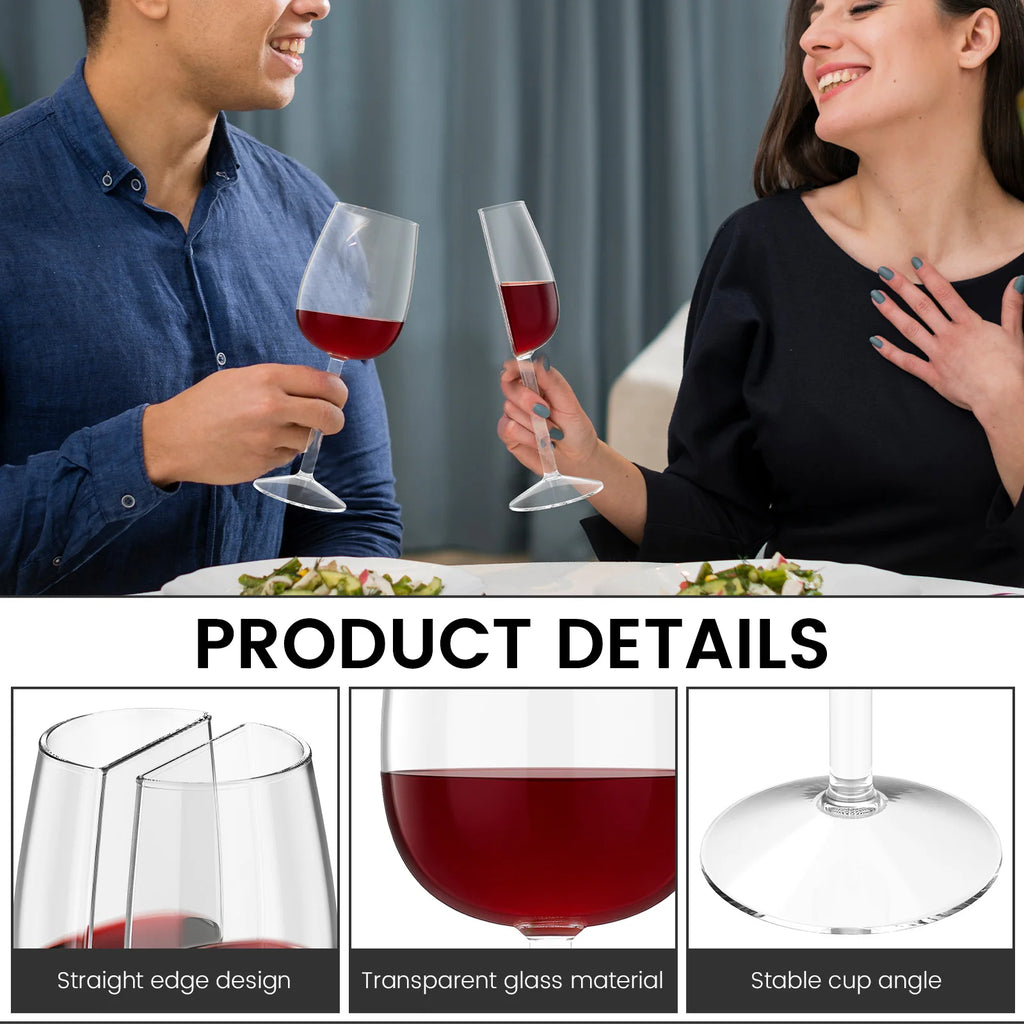 Half Wine Glass Set of 2 | Novelty Crystal Clear Wine Glasses Novelty Wine Glasses Nixie