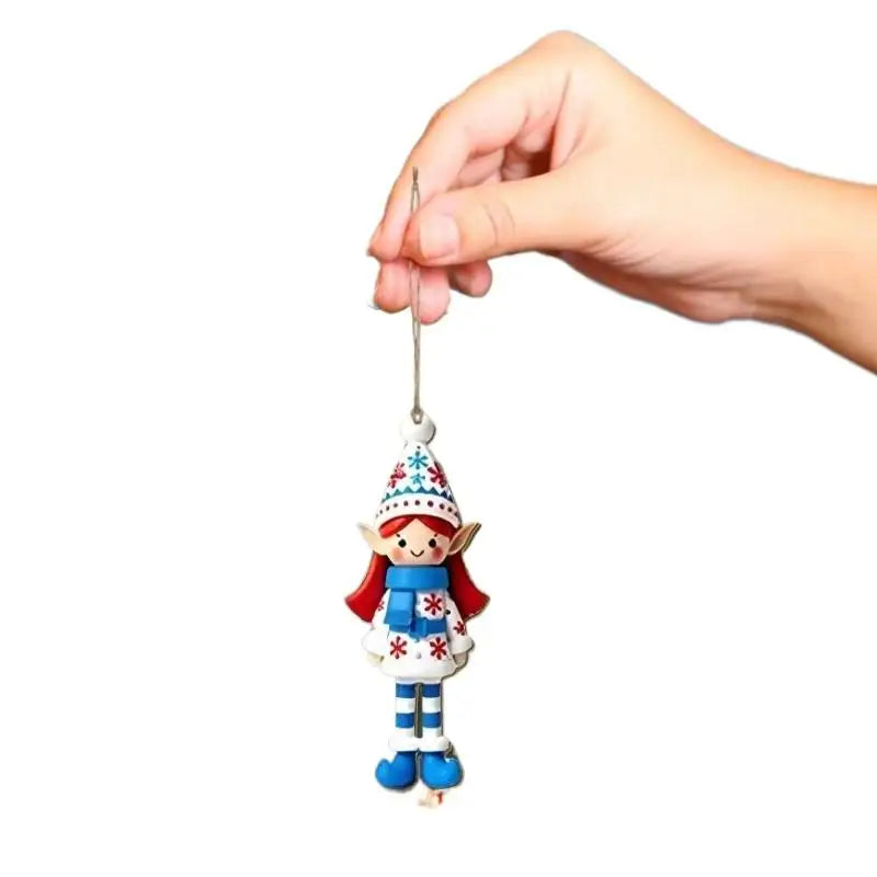 8-Piece Christmas Elf Wooden Ornaments Hanging Xmas Tree Decor Christmas Tree Ornaments Nixie