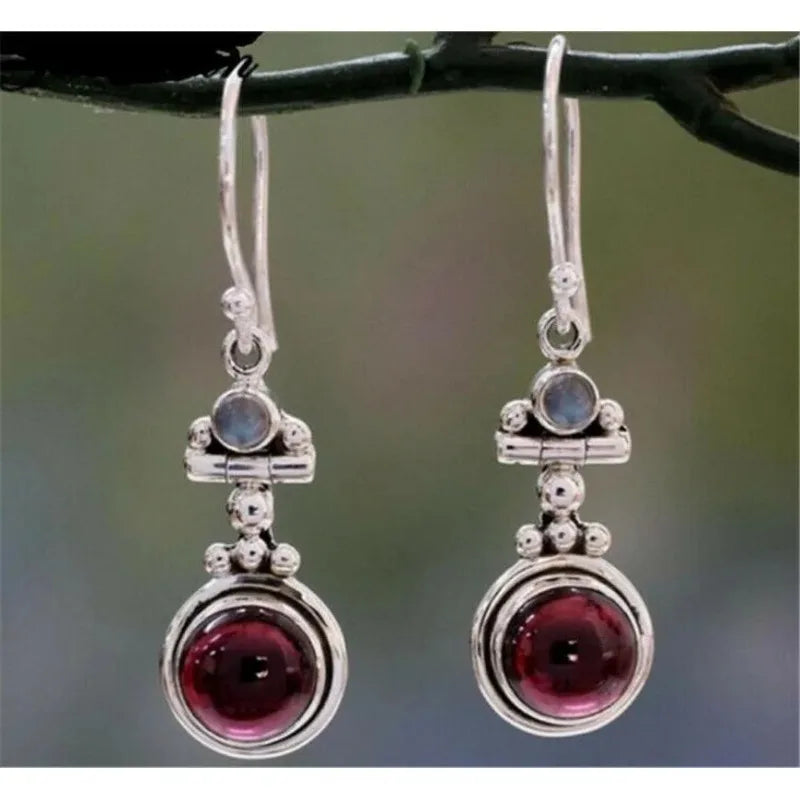 Vintage Red Crystal Drop Stud Earrings – Zinc Alloy & Glass Crystal Stud Earrings Nixie