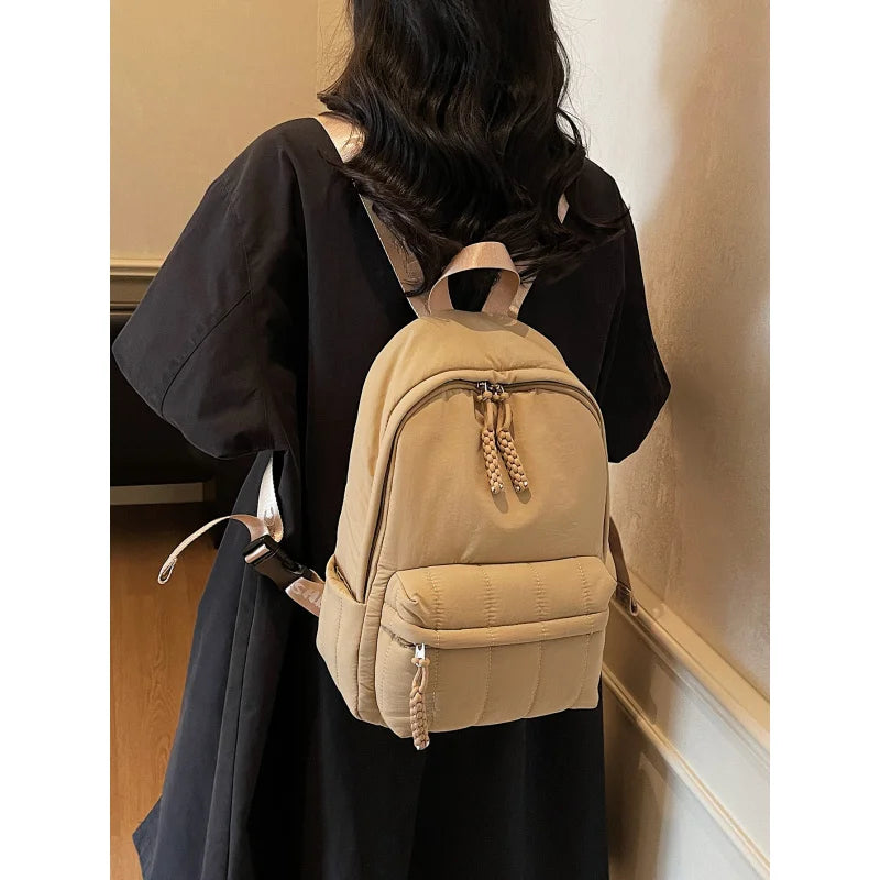 Large-Capacity Flannel Backpack – Women's School & Travel Bag