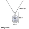 Women's Square Pendant Choker Necklace | Stainless Steel & Zircon Pendant Choker Necklace Nixie XL2606-390