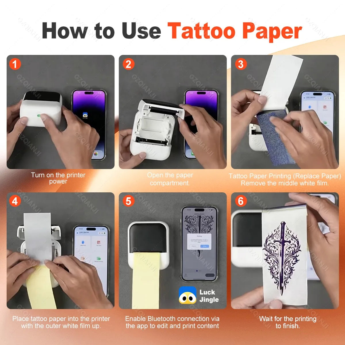 INSTOFC 57mm Mini Wireless Thermal Tattoo Stencil Printer