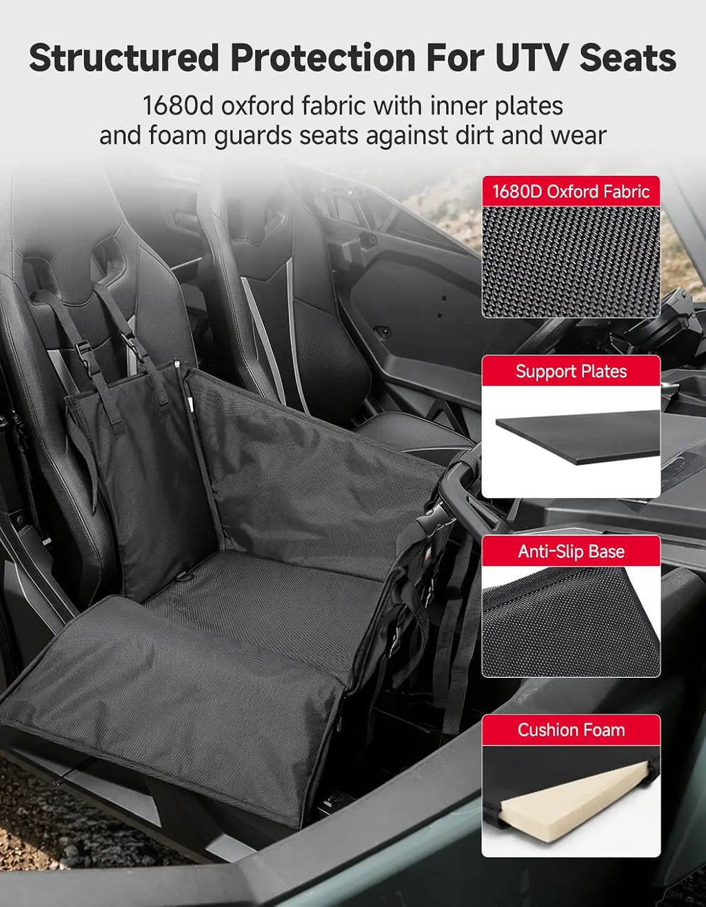 KEMIMOTO UTV Pet Seat Pad 1680D Waterproof | Polaris Can-Am UTV Pet Seat Pad Nixie