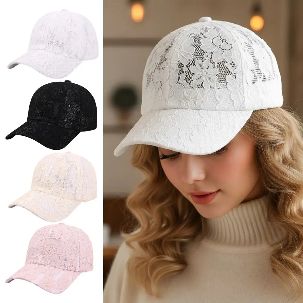 Floral Lace Baseball Cap – Breathable Adjustable Sun Hat Lace Baseball Cap Nixie