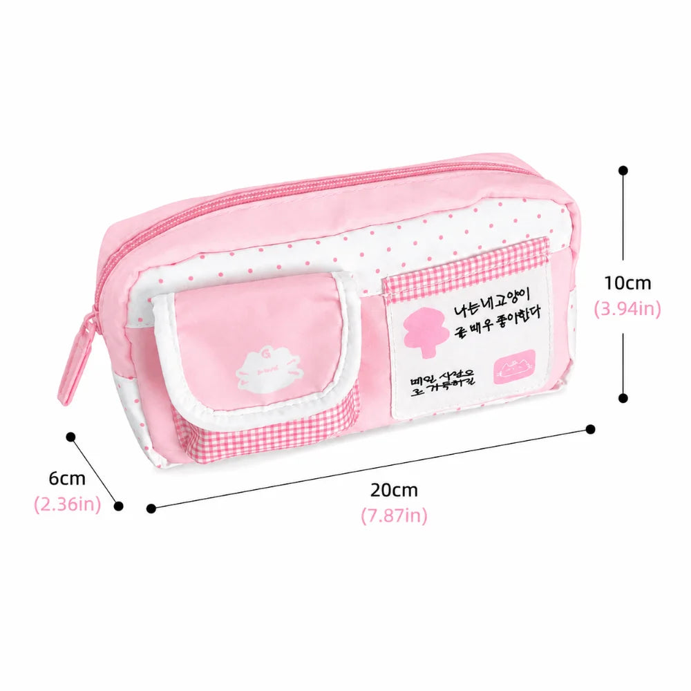 Pink Cat Print Pencil Case Large Capacity Kawaii Pouch Pencil Case Nixie