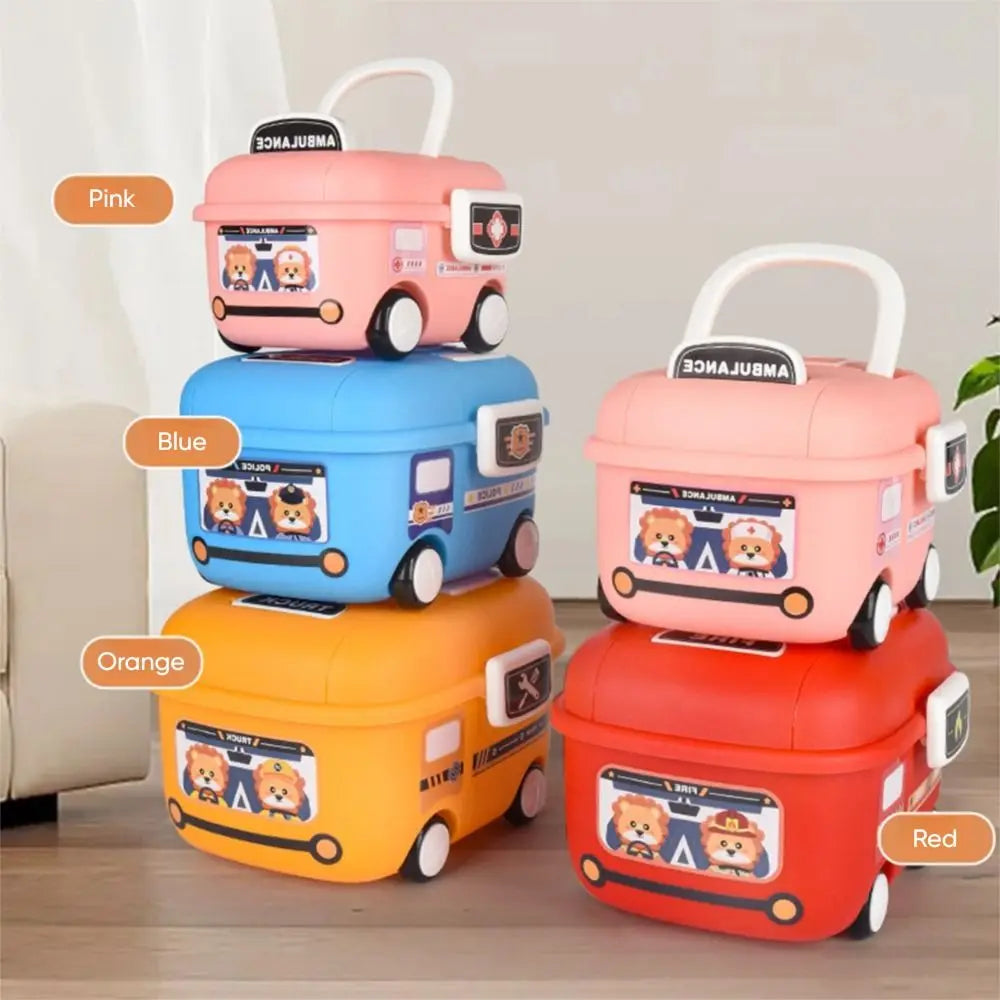 Cartoon Car Kids Storage Box with Wheels & Handle – Multi-Size