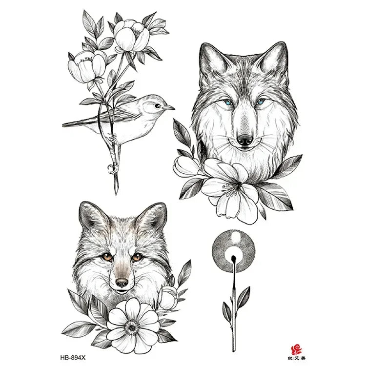 Temporary Tattoo Stickers – Snake, Rose & Peony | 14 Sheets Temporary Tattoo Sticker Nixie 24