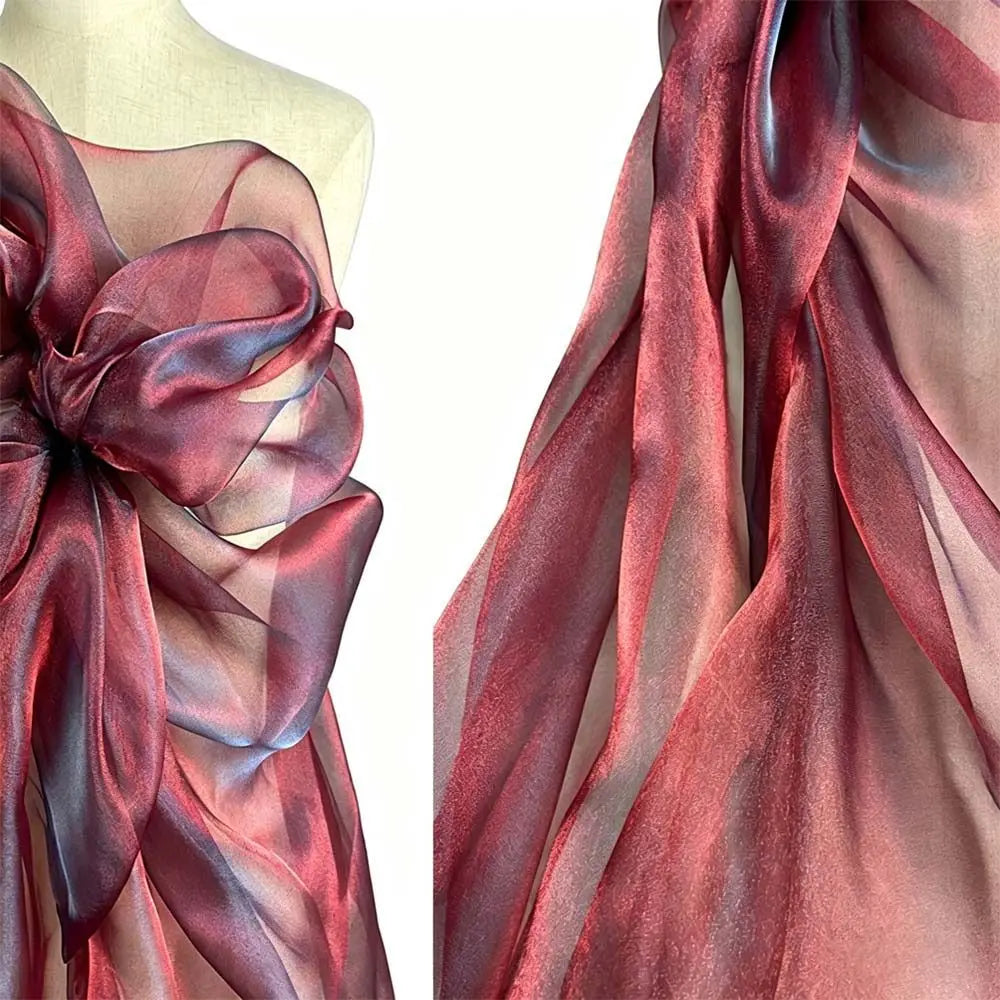 Two-Tone Gradient Organza Laser Fabric 150x100cm Polyester