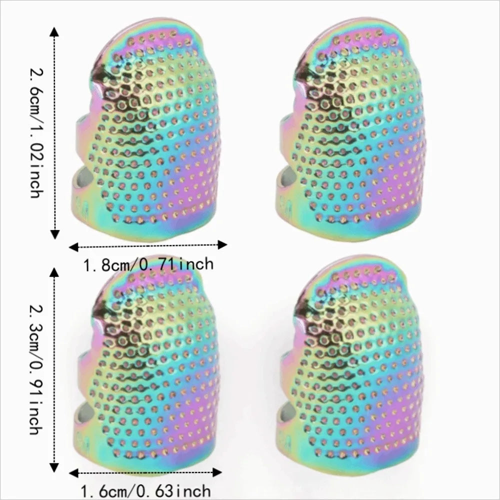 4Pcs Brass Sewing Thimbles – Non-Slip Colorful Finger Guards Set Sewing Thimble Set Nixie