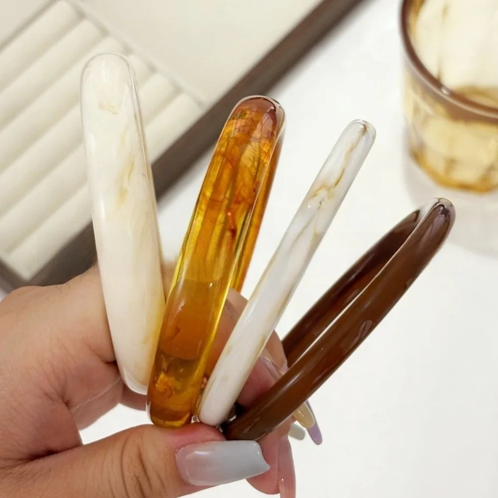 Punk Chunky Resin Cuff Bracelet Set – Marble Geometric Bangles