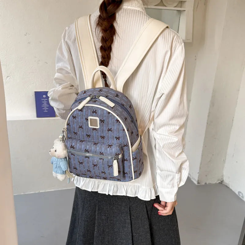 Sweet Bowknot Print Women's Backpack – Waterproof Travel Bag Women's Backpack Nixie
