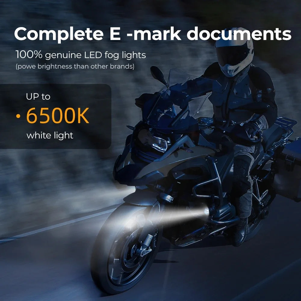 KEMITOUR 30W LED Motorcycle Fog Driving Lights IP67 E-Mark Kit Motorcycle Driving Lights Nixie