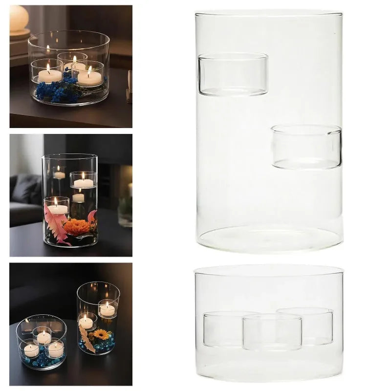 Glass Cylinder Candle Holder for Tea Light | Elegant Decor Glass Candle Holder Nixie