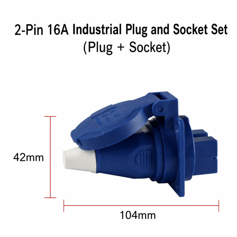 2-Pin 16A IP44 Waterproof Industrial Connector EU Socket Industrial Power Connector Nixie Flush Kit 012-312