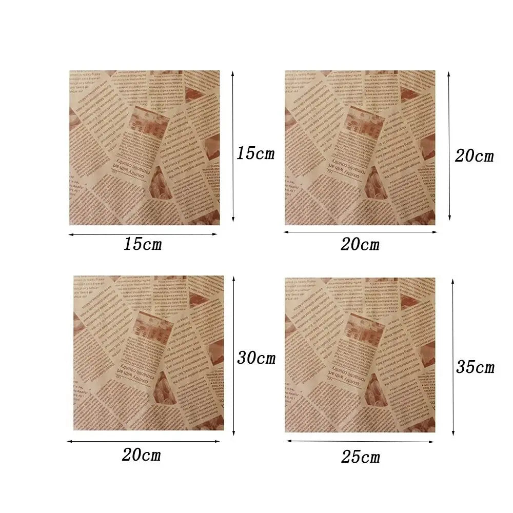 100Pcs Newspaper-Style Greaseproof Food Wrapping Paper Burger