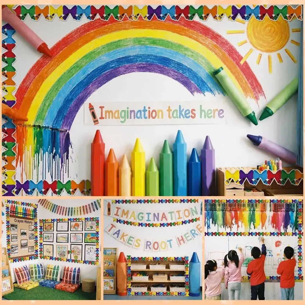 Cartoon Bulletin Board Border Sticker Roll 10m – Classroom Decor Wall Border Sticker Nixie