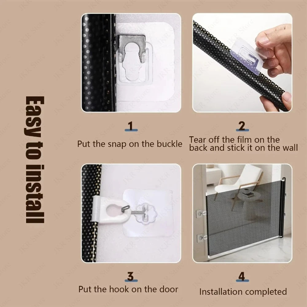 Retractable Mesh Pet Safety Gate for Dogs & Cats | No Drill Retractable Pet Gate Nixie