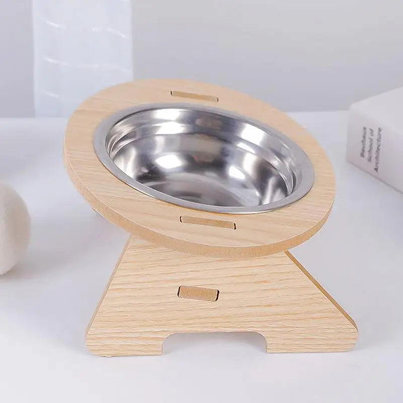 Elevated Cat Bowls 15° Tilted Raised Feeder with Wooden Stand Raised Pet Feeder Nixie A1