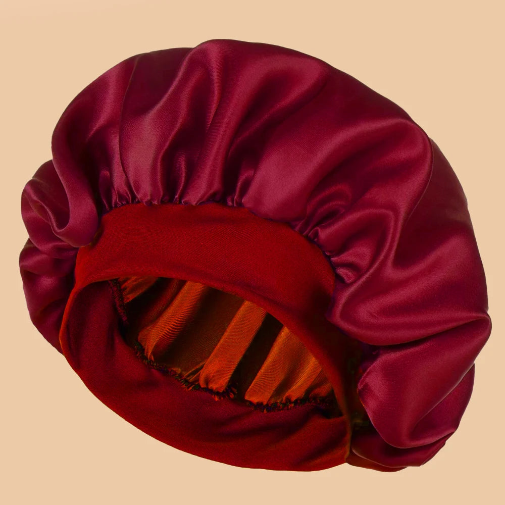 Satin Sleep Bonnet & Wide-Brimmed Shower Cap for Women