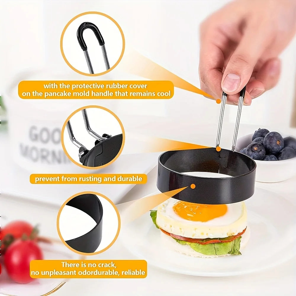 Stainless Steel Egg Rings with Silicone Handle | 1/2/3 Pack Egg Rings Nixie