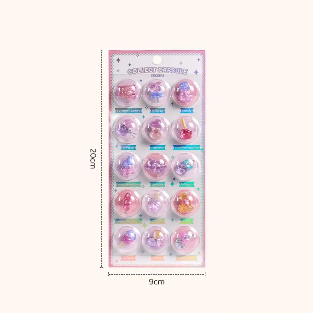 3D Liquid Motion Capsule Stickers – Swaying Cartoon Notebook Decor Decorative Stickers Nixie