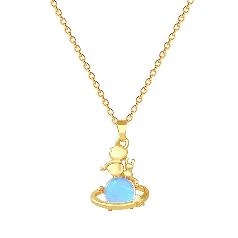 Starry Sky Pendant Choker Necklace – Gold Stainless Steel Pendant Choker Necklace Nixie