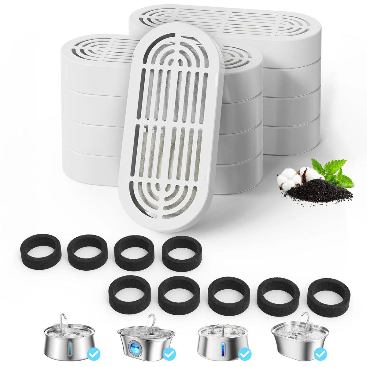 4L Stainless Steel Cat Drinking Fountain with Cycle Filter Pet Water Fountain Nixie 9packs