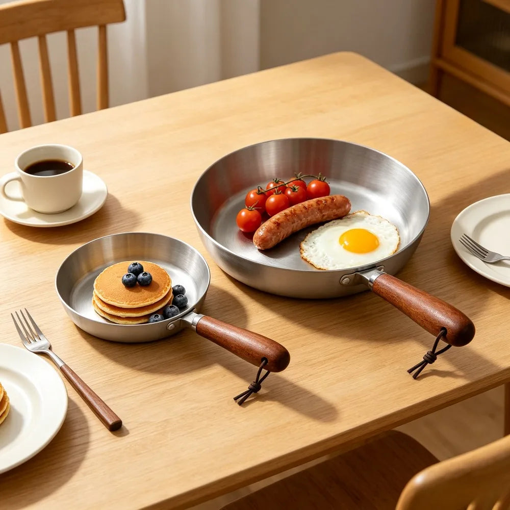 Stainless Steel Nonstick Frying Pan Wood Handle Skillet Nonstick Frying Pan Nixie