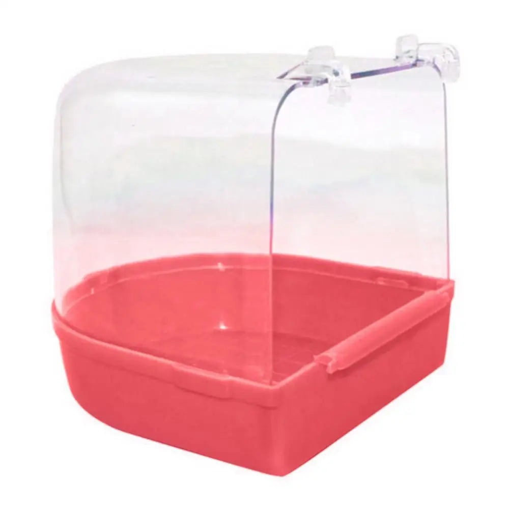 Transparent Hanging Bird Bath Tub for Parrots & Small Birds Bird Bath Tub Nixie Pink 13.5x14x14cm