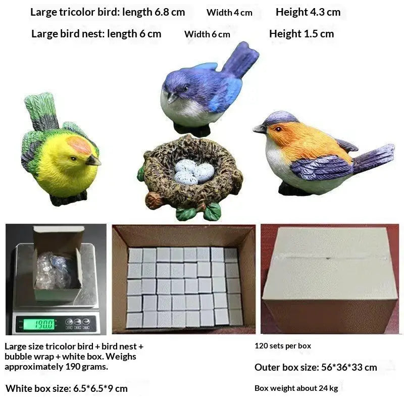 Resin Bird & Nest Figurine Set – Fairy Garden Micro Landscape Resin Figurine Set Nixie A15