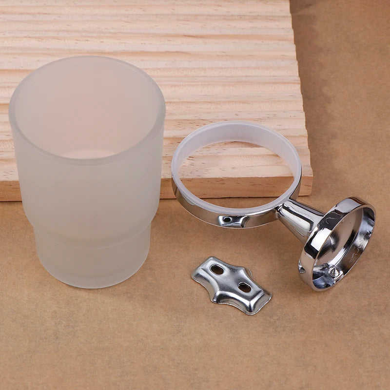Wall-Mounted Toothbrush Holder Glass Cup – Modern Bathroom