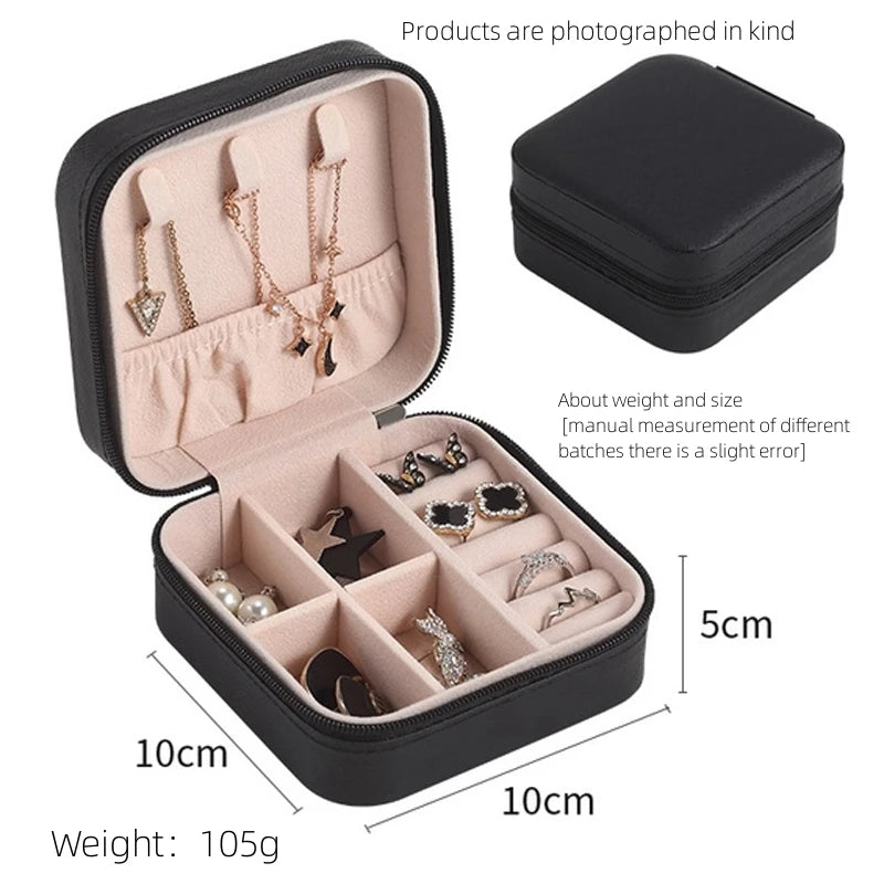 Travel Leather Jewelry Box – Single Layer, Black, White & Pink Travel Jewelry Box Nixie