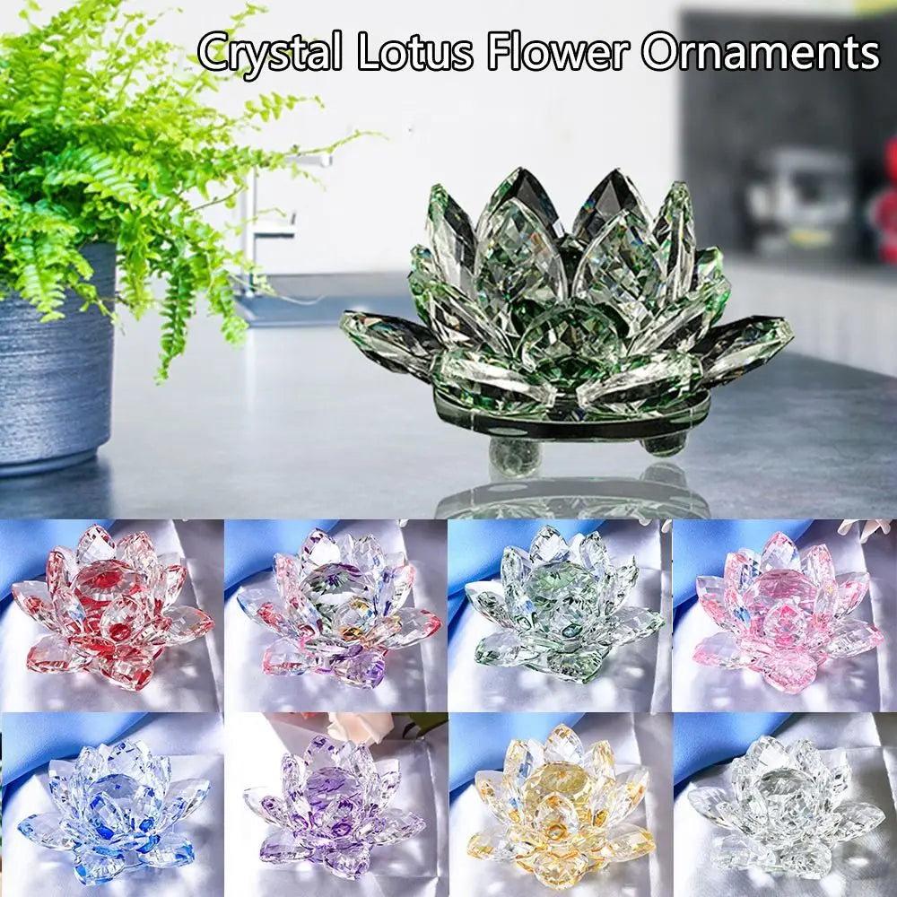 Crystal Lotus Flower Figurine – Glass Miniature Home Decor Gift Crystal Glass Figurine Nixie