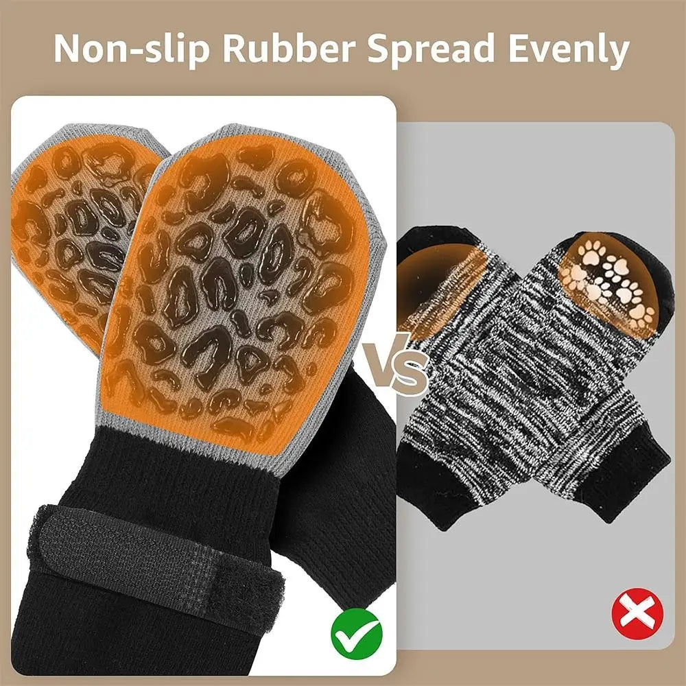 4PCS Anti-Slip Dog Socks – Cotton Paw Protectors XS–XL Dog Paw Socks Nixie