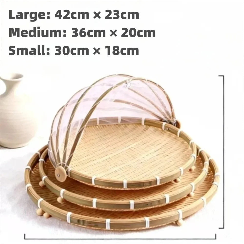 Bamboo Food Cover Basket with Anti-Mosquito Net | Hand-Woven Food Cover Basket Nixie