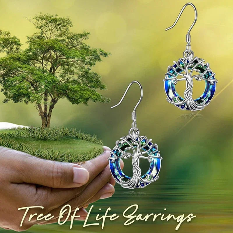 Celtic Tree of Life Crystal Drop Earrings – Gift for Women Crystal Drop Earrings Nixie